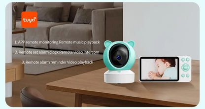 Danmini 2.4G 5 pollici Baby Monitor Tuya App Telecomando 1080P Videocamera Video Citofono bidirezionale Rilevazione movimento Monitor wireless