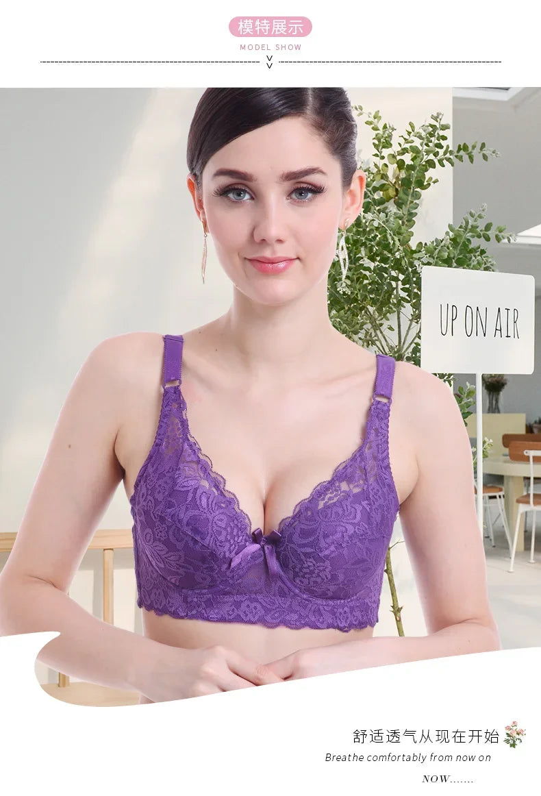 Reggiseno sottile a copertura totale, senza ferretto, regolabile, in pizzo, per taglie forti, copri seno, coppe B C D, reggiseno in pizzo taglie grandi 2028