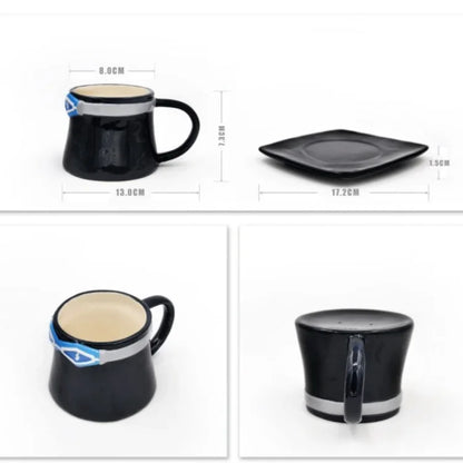 Tazza da caffè e piattino del fumetto Tazze d'acqua a forma di cappello creativo Cosplay Anime Chopper Ace Sabo Tazza in ceramica Piatto da dessert Regali