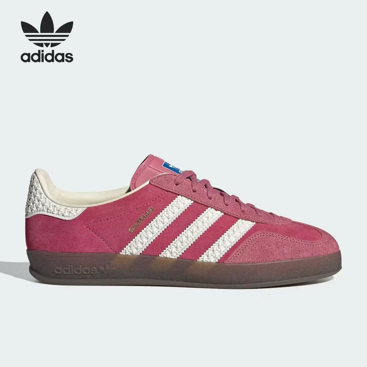 Sneakers Adidas Originals con suola spessa, in nylon rosa lucido e tacco a contrasto, scarpe casual con plateau, modello IE1433.