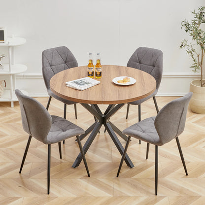 Tavolo da pranzo rotondo in stile nordico EGOONM, 100 cm, piano in MDF, gambe in metallo nero, ideale per sala da pranzo, cucina e arredamento della casa.