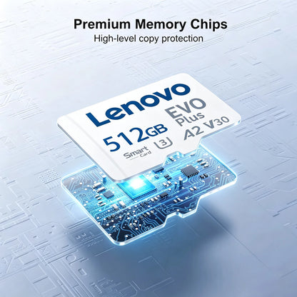 Scheda Micro SD ad alta velocità Lenovo, 1 TB, 512 GB, classe V30, U3, scheda di memoria Micro SD da 256 GB, per la registrazione di video in 4K, scheda TF per droni e action cam.