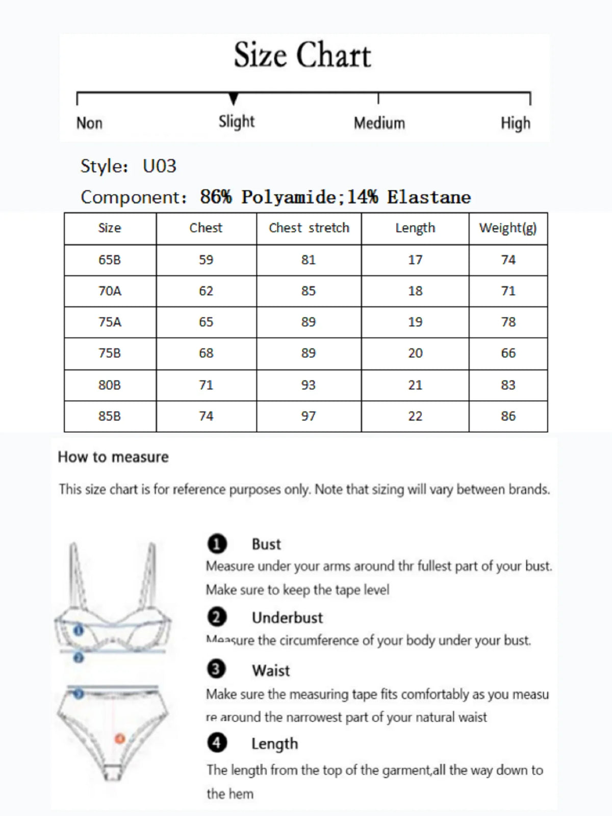Resistente poliestere sexy Shapewear Push Up Lingerie Cinghie regolabili Reggiseno da donna Top corto U03