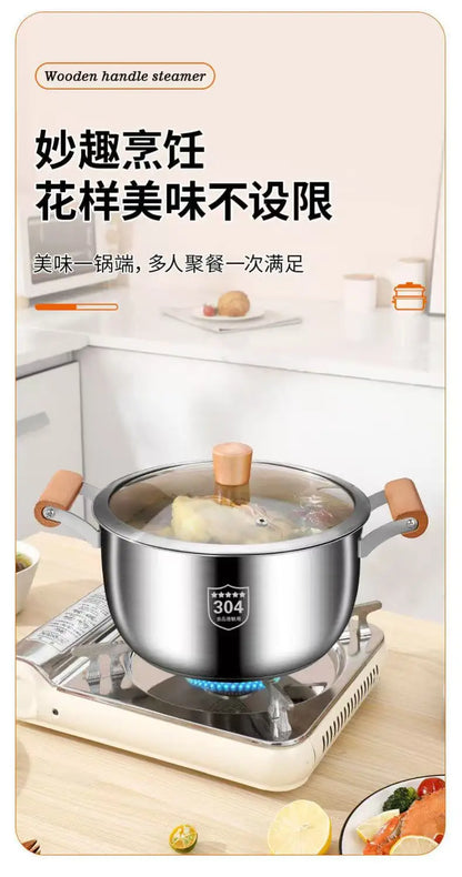 Pentola per zuppe in acciaio inossidabile 316, spessa, adatta all’uso alimentare, pentola per latte, vaporiera, compatibile con fornelli a gas e piani cottura a induzione, universale.