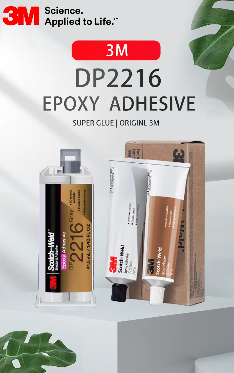 Adesivo Epossidico Originale 3M 2216 Scotch-Weld Grigio, Colla Strutturale Flessibile Bicomponente per Riparazione di Metallo, Gomma e Plastica