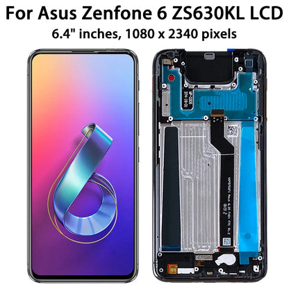 6.4 ''NUOVO Per Asus Zenfone 6 ZS630KL Display LCD Touch Screen Digitizer Assemblea del Sensore Per ASUS_I01WD Zenfone 6z Cornice LCD
