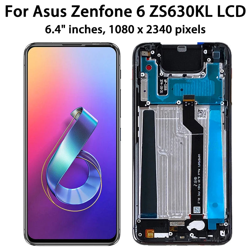 6.4 ''NUOVO Per Asus Zenfone 6 ZS630KL Display LCD Touch Screen Digitizer Assemblea del Sensore Per ASUS_I01WD Zenfone 6z Cornice LCD