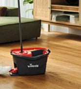 Sistema di Pulizia Pavimenti Vileda Turbo con Secchio e Pedale, Mop in Microfibra 2-in-1, Piastra Triangolare a 360° °   Manico Telescopico