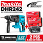 Makita DHR242, trapano a percussione rotante senza fili 18V LXT, motore brushless, 24 mm, per calcestruzzo, 4700 IPM, 2,0 J, sistema SDS Plus, 3 modalità, utensile elettrico per impieghi gravosi, compatibile con le batterie