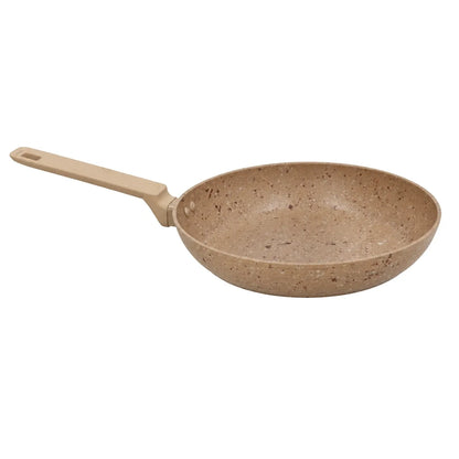 Padella in alluminio da 28 cm con rivestimento antiaderente effetto pietra, padella da cucina versatile compatibile con tutti i tipi di piani cottura, inclusa l'induzione, manico ergonomico e cottura sana senza sforzo.