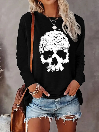 T-shirt da donna in 100% cotone, modello slim, a maniche lunghe, top bianco sottile, maglietta da donna