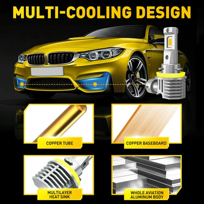 AUXITO 2 pz CANBUS H8 H11 LED fendinebbia lampadine H9 H16JP 9005 HB3 9006 HB4 3000K ambra giallo Led Daytime Running Driving Lamp
