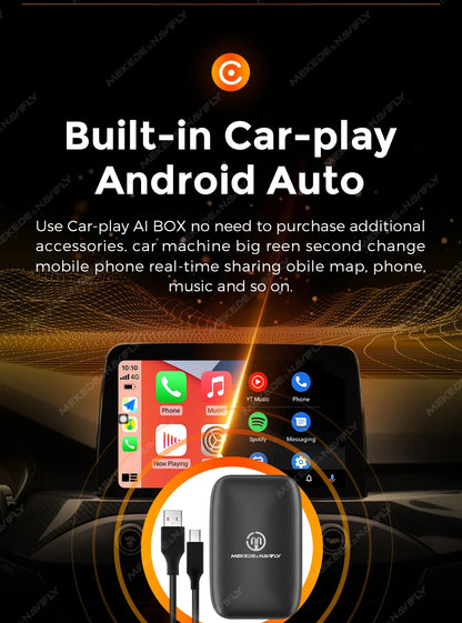 MEKEDE AI BOX Kit CarPlay con Sistema Operativo Android, CarPlay Wireless, Sistema di Intrattenimento Multimediale per Auto, Box TV Intelligente per Netflix e YouTube