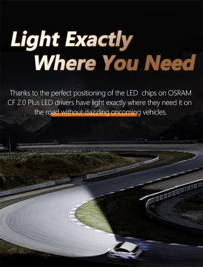 OSRAM Originale HB3 HB4 CF2.0 LED Plus 9005 9006 40W 6000K Lampadine per Fari e Fendinebbia Auto Super Luminose Bianche ad Alta e Bassa Intensità 1 Paio