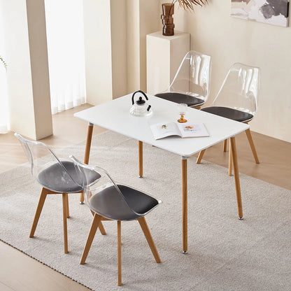 Set di 4 sedie da pranzo trasparenti gambe in legno sedia moderna e confortevole in PU per cucina camera da letto soggiorno mobili da cucina per la casa