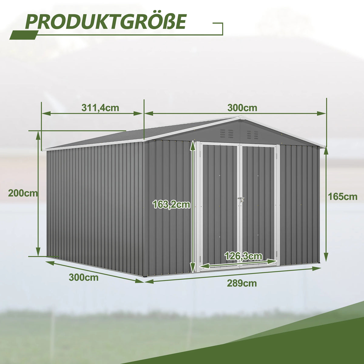 Capannone da Esterno in Metallo 10*10FT con Telaio di Supporto, Doppie Porte Chiudibili e Prese d'Aria, Edificio Impermeabile per lo Stoccaggio di Attrezzi da Giardino e Attrezzature per Prato.