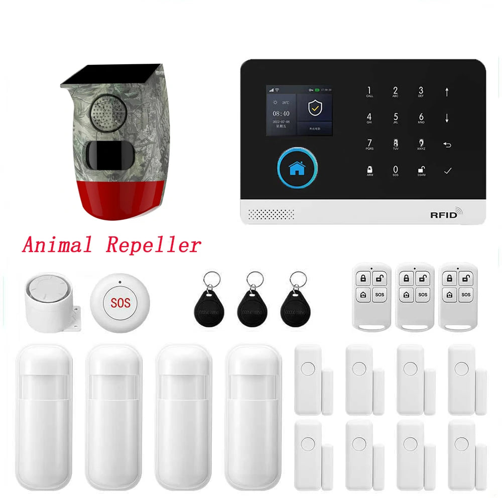 Sistema di Allarme PGST per Casa, Allarme di Sicurezza WIFI Antifurto con Sensore di Movimento per Porte, Compatibile con Tuya e Alexa