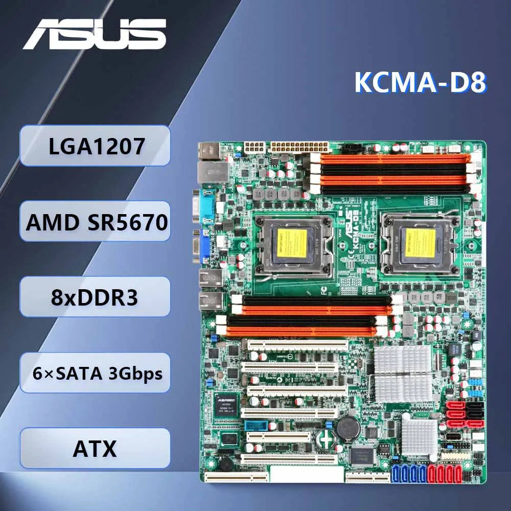 Scheda madre per server ASUS KCMA-D8 AMD SR5670 8×DDR3 128GB ATX supporta CPU AMD Opteron 4100 4200 4300