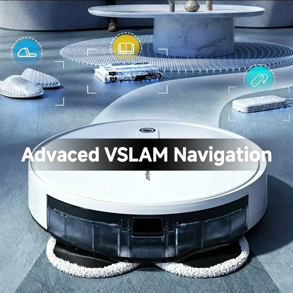 Robot Aspirapolvere e Lavapavimenti Arnagar Smart Home con Svuotamento Automatico, Controllo tramite App, 12000Pa, VSLAM, 5200mAh, Bassa Rumorosità per la Pulizia dei Tappeti