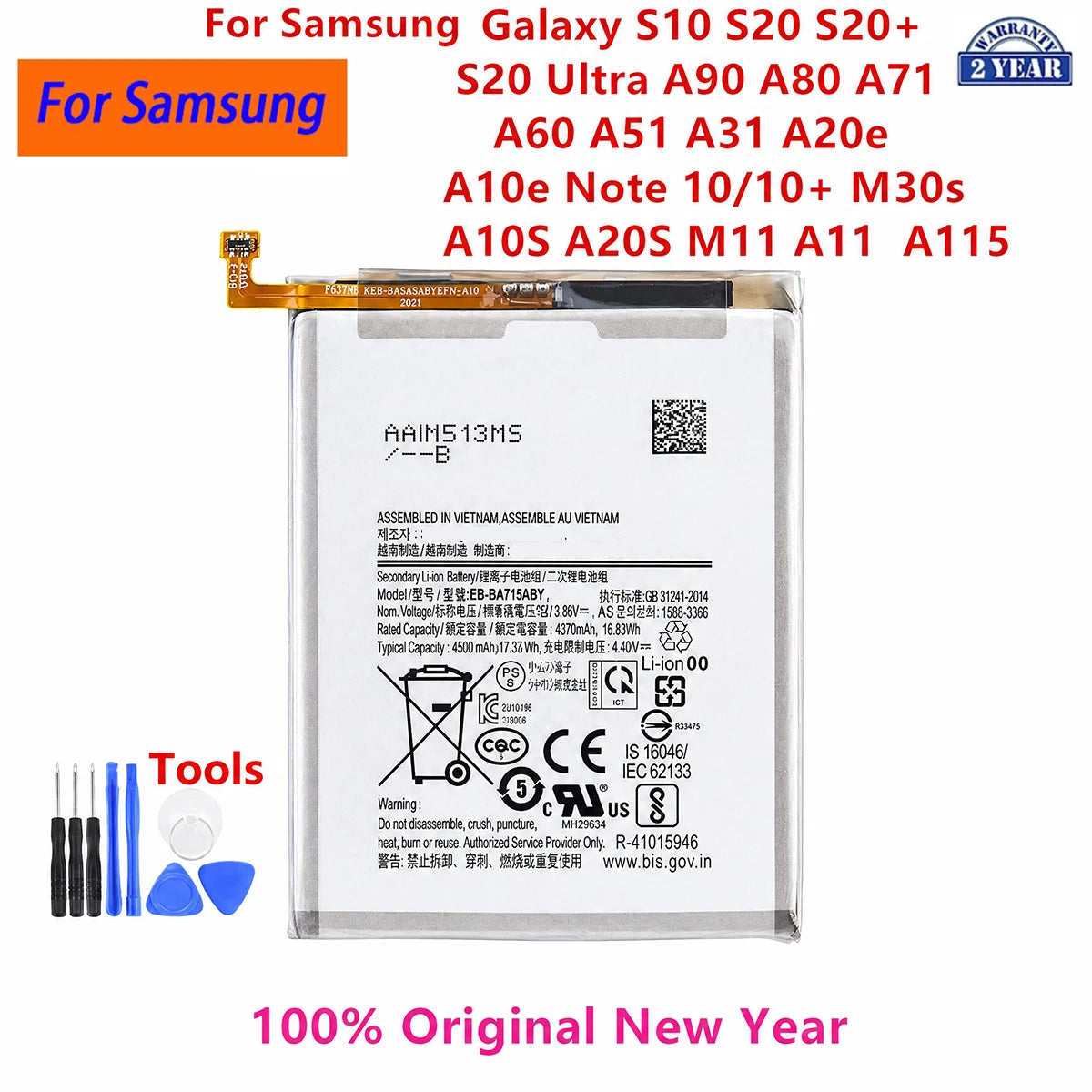 Batteria nuova di zecca per Samsung Galaxy S10 S20 S20 + S20 Ultra A90 A80 A71 A60 A51 A31 A20e A10e nota 10/10 + M30s A20S M11