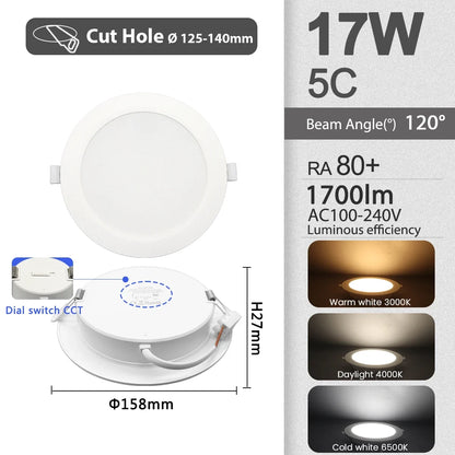 Confezione da 1-10 Faretti LED 3 CCT con Cambio Colore 3000K 4000K 6500K AC 110V 220V, Luce da Soffitto 6W 10W 14W 17W 20W 24W per Casa e Ingresso