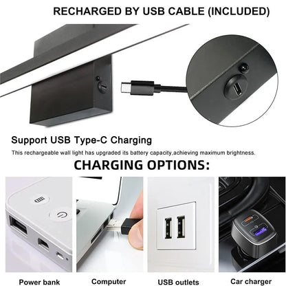 Lampada da parete ricaricabile con batteria da 6000 mAh, ideale per illuminare quadri, con interruttore dimmerabile e telecomando, lampade da parete senza fili.