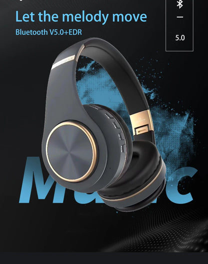 EOENKK T8 Cuffie wireless Bluetooth 5.3 con audio surround stereo, pieghevoli, per sport, a bassa latenza, per gaming, con riduzione del rumore