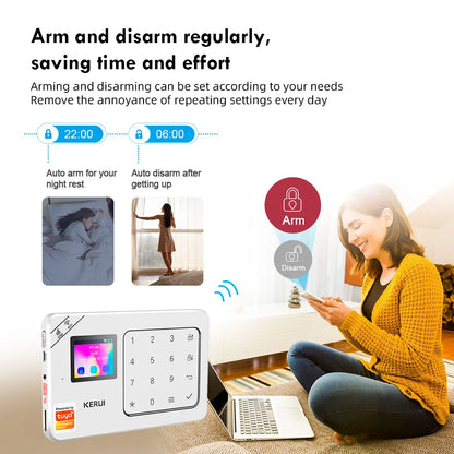 Kit Sistema di Allarme Domestico WIFI GSM KERUI Compatibile con Tuya, Allarme Antifurto Supporta Alexa Google, Sicurezza Wireless per Casa 433MHz