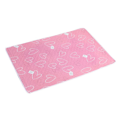 Tappetino per Cambio Pannolini 80x120cm a 4 Strati con Motivo Dinosauro e Cuore, Impermeabile e Lavabile, per Protezione Notturna e Mestruale, Cura del Bambino