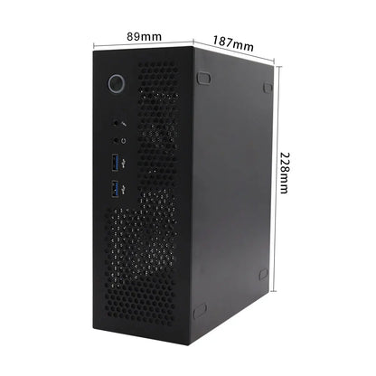 Custodia per computer Mini ITX HTPC USB 3.0 Supporta schede madri ITX Può contenere piccole alimentatori 1U/Flex Custodia per computer di casa Nera