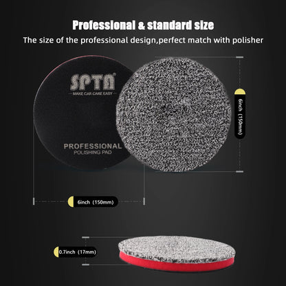SPTA1PC 1"(25mm) 2"(50mm) 3"(80mm) 5"(125mm) 6"(150mm) Cuscinetti da taglio in microfibra per ceratura Lucidatura Rimozione del vortice dei graffi