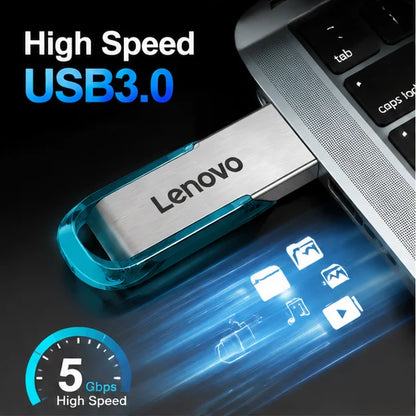 Chiavetta USB 3.0 ad alta velocità Lenovo - Chiavetta portatile in metallo, disponibile in diverse capacità: 256 GB, 1 TB, 128 GB, 64 GB, 512 GB, per l'archiviazione di dati.
