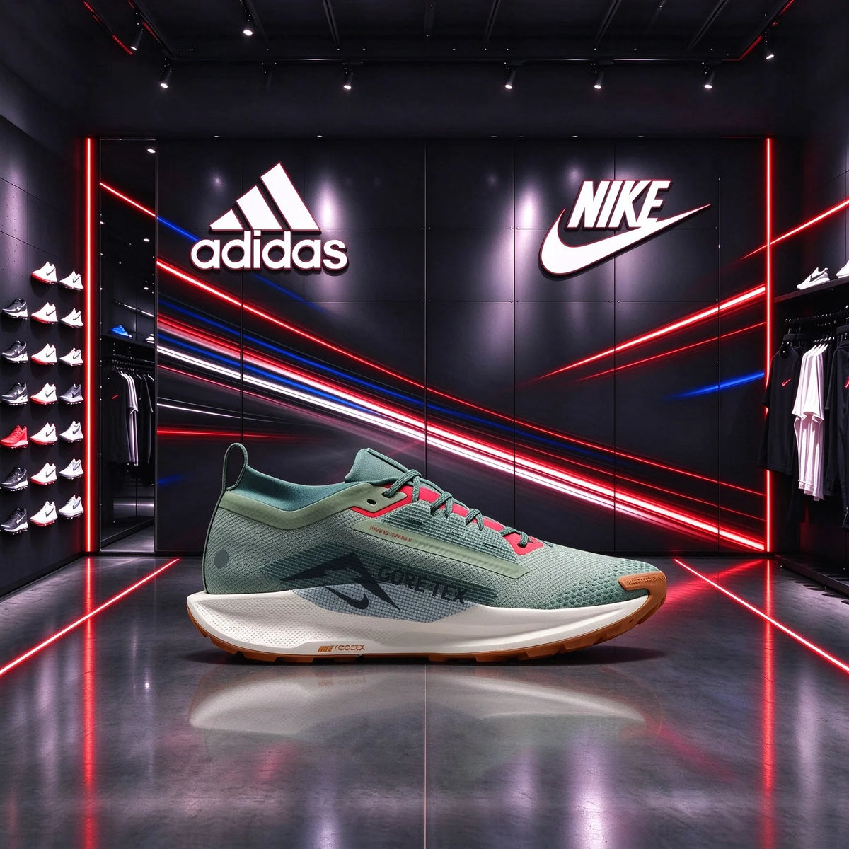 Scarpe da trail running Nike - rete grigio-verde, traspiranti, protettive, con ammortizzazione, suola in gomma resistente, modello FQ0908-300.