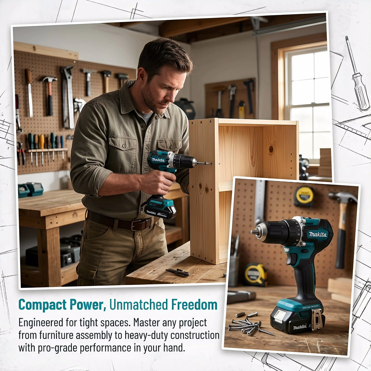 Trapano Avvitatore a Batteria Makita Originale DDF487 18V Brushless, 2 Velocità, Mandrino Autoserrante da 10mm per Fai-da-Te e Ristrutturazioni