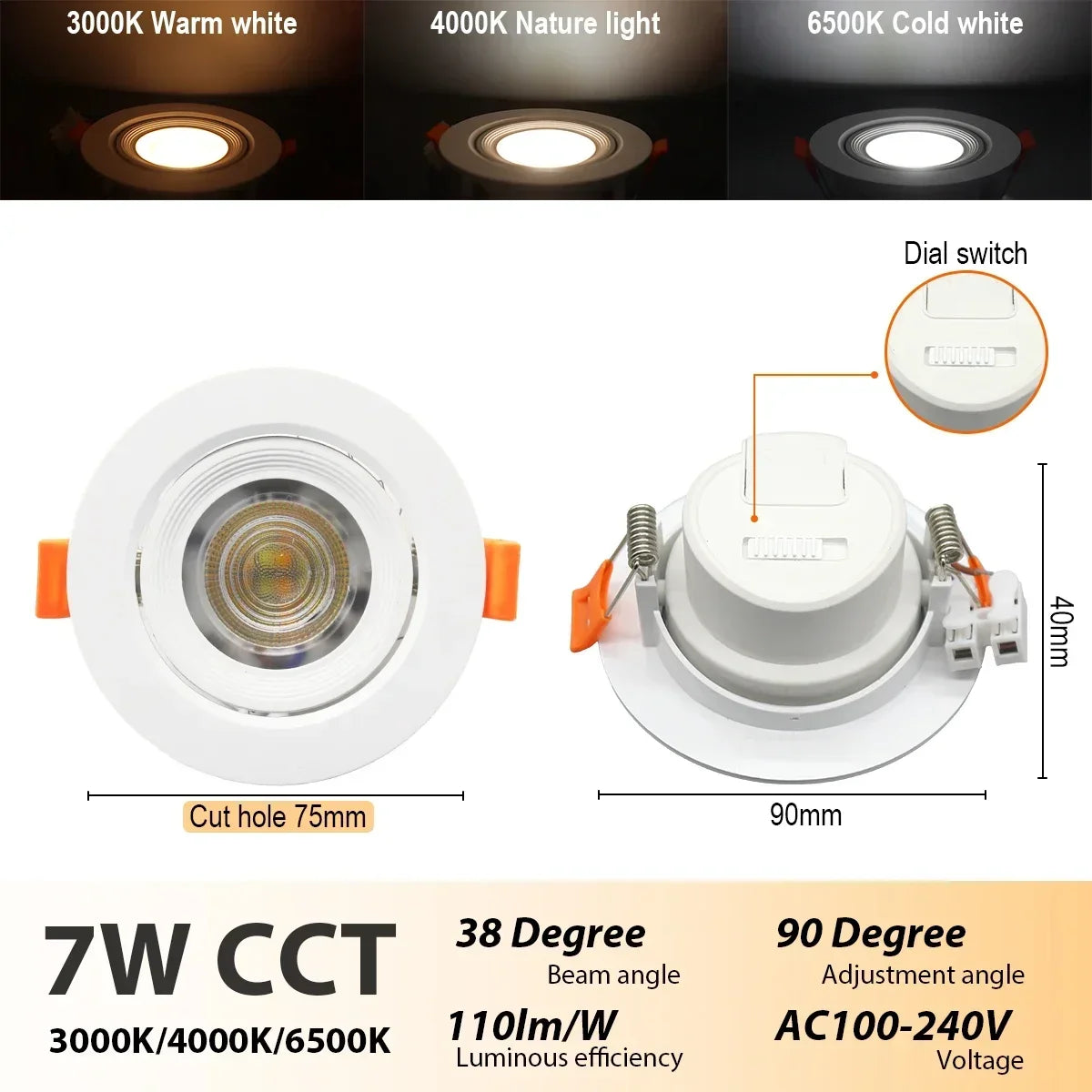 4-20 pezzi 3 CCT LED plafoniera 3000K 4000K 6500K pieghevole da incasso per la casa camera da letto bagno soggiorno illuminazione Lamparas Led