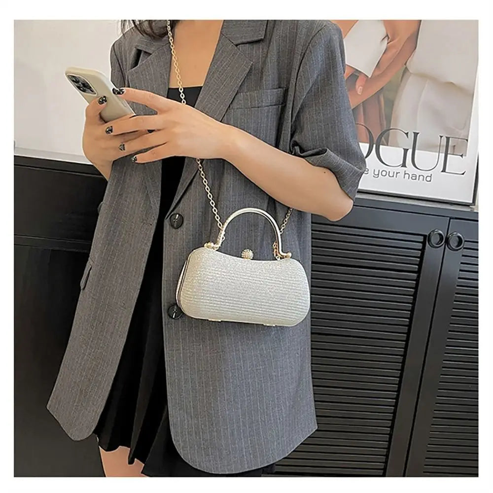 Borsa da sera da donna con perline da sposa Borsa da pranzo Borse a tracolla a catena Elegante pochette con strass Borsa da sera a forma di uovo