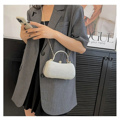 Borsa da sera da donna con perline da sposa Borsa da pranzo Borse a tracolla a catena Elegante pochette con strass Borsa da sera a forma di uovo