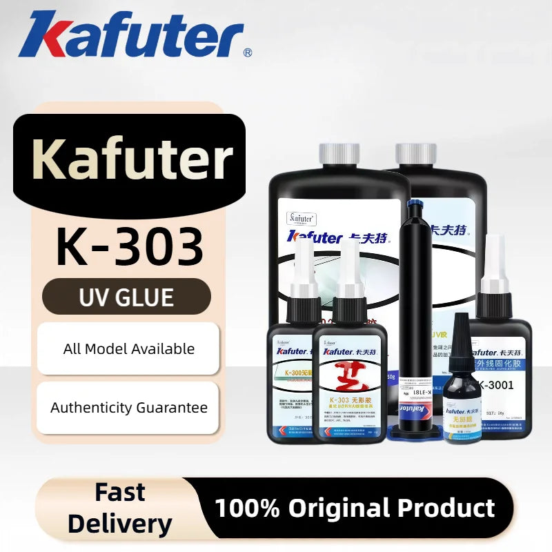 Kafuter K300 K302 K303 K306 Colla Acrilica UV per Vetro, Metallo, Plastica ABS - Adesivo Trasparente ad Alta Tenuta