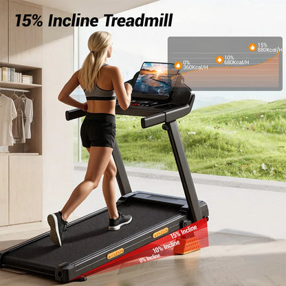 ROBORE SF20 Treadmill Pieghevole per Casa con Inclinazione del 15%, Velocità di 12 km/h, Carico Massimo di 136 kg, Motore Silenzioso Brushless da 3.0HP, Nastro da Corsa 97×40 cm, Tripla Ammortizzazione, Cuscino a 7 Strati