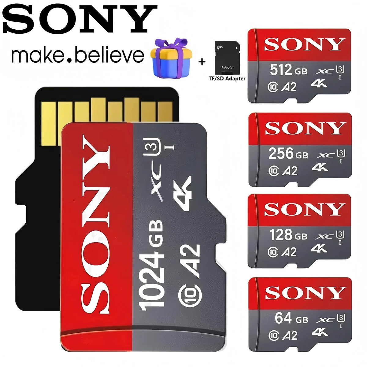 Scheda di Memoria Sony 512GB 256GB 128GB 64GB TF Micro SD Classe 10 UHS-1 Scheda Flash Microsd per Smartphone PC