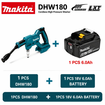 Idropulitrice Portatile a Batteria Makita DHW180 18V per Auto, Moto, Giardino e Patio - Compatibile con Batterie Makita 18V - Disponibilità EU