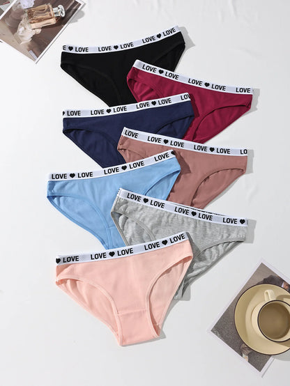 7 Pz/set Mutandine di Cotone da Donna Sexy Mutande a Righe Morbide Lettera Carina Slip per Ragazze Femminile Traspirante Stretch Lingerie XS-XL