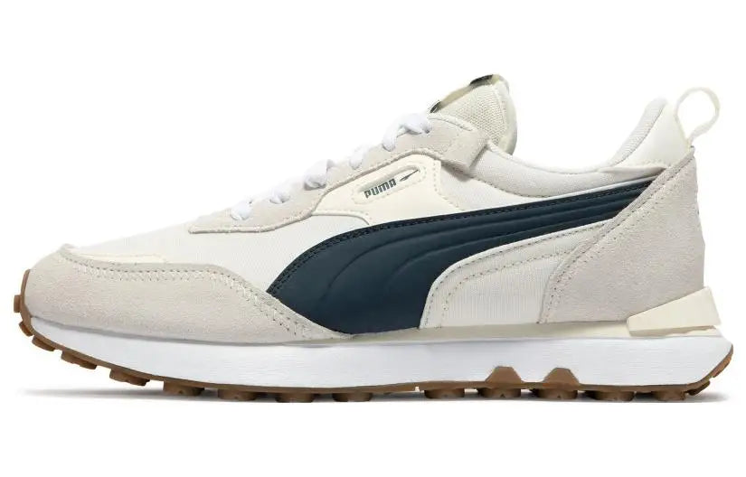 Scarpe sportive Puma Rider Fv Pop Fs in nylon e camoscio, resistenti all'usura, modello basso, per il tempo libero, sneakers bianche e blu 391925-03