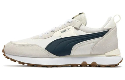 Scarpe sportive Puma Rider Fv Pop Fs in nylon e camoscio, resistenti all'usura, modello basso, per il tempo libero, sneakers bianche e blu 391925-03