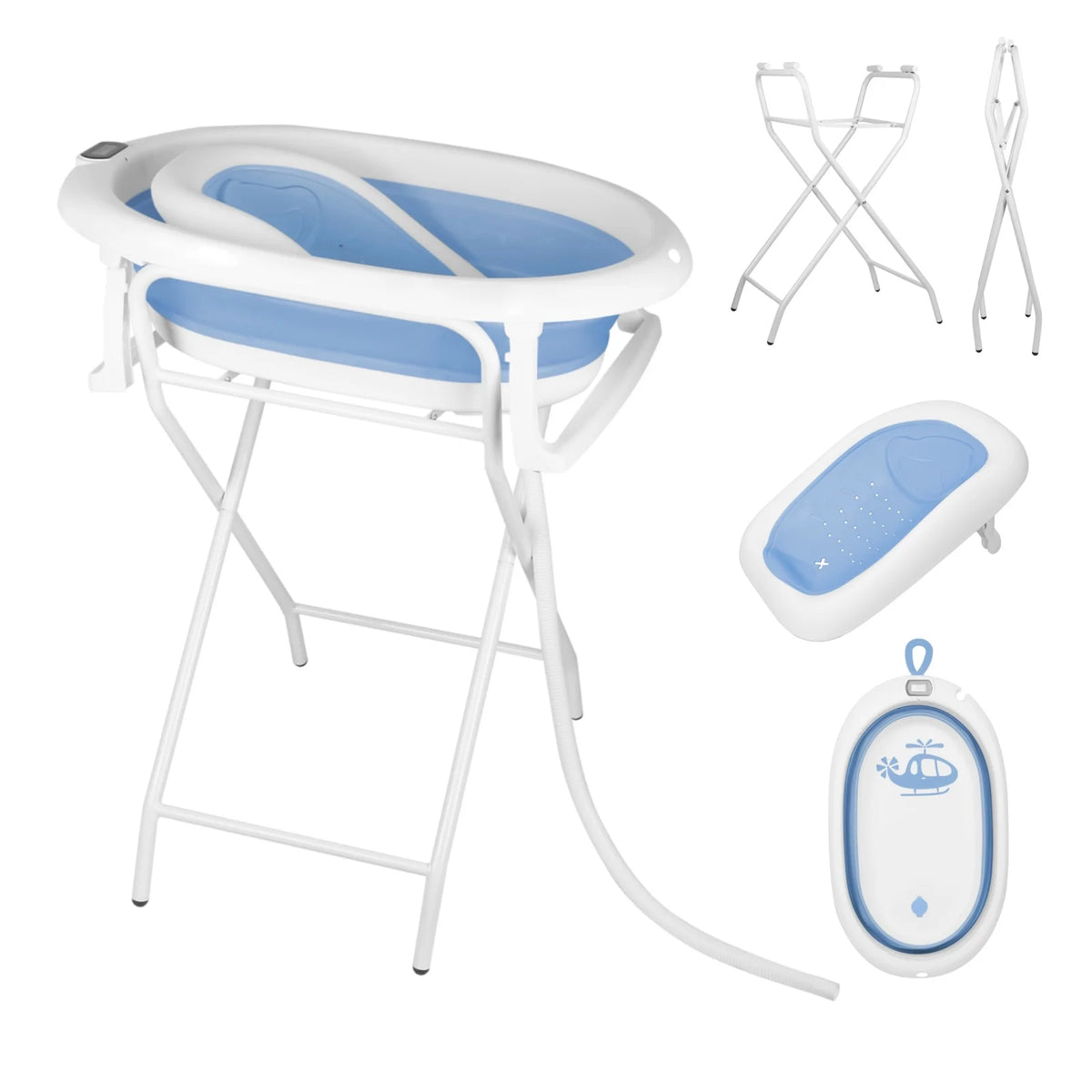 Vasca da bagno pieghevole per neonati con supporto – Vasca da bagno XXL per neonati con supporto, termometro 2.0, sedile da bagno e sistema di drenaggio – Perfetta per la doccia – Dalla nascita ai 3 anni – Ideale come