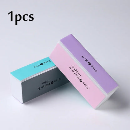 4 blocchi abrasivi per unghie in spugna, colorati, per levigare, lucidare e limare le unghie. Strumento professionale per manicure, con 4 facce, modello 2028.