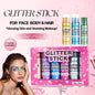 Stick Gel Glitterato con Paillettes Scintillanti, Ombretto Perlato Dorato ad Alta Lucentezza, Glitter per Viso e Corpo, Trucco per Feste Natalizie