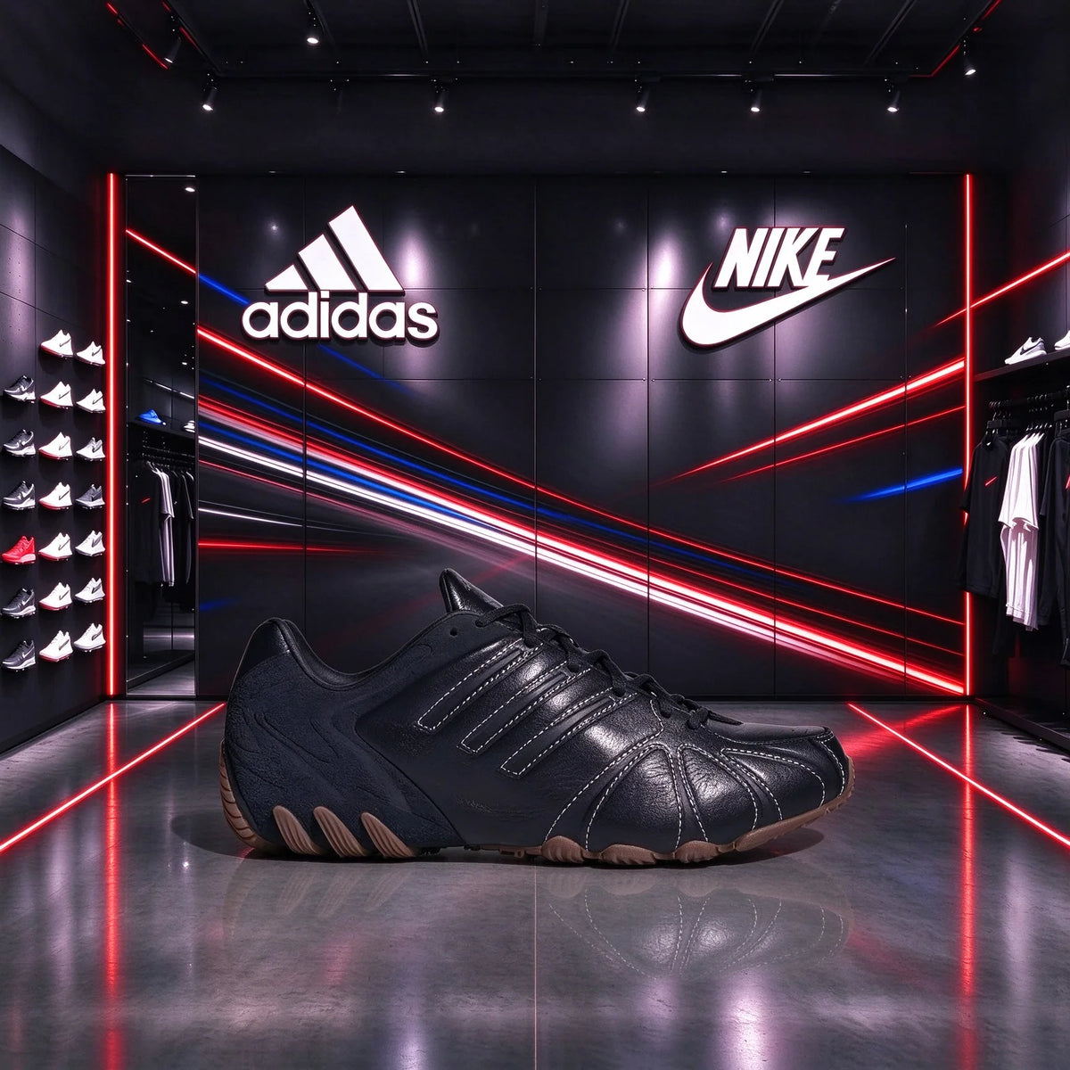 Sneakers vintage alla moda Adidas Retro con motivo a conchiglia, nere con cuciture bianche e suola in gomma IH1654