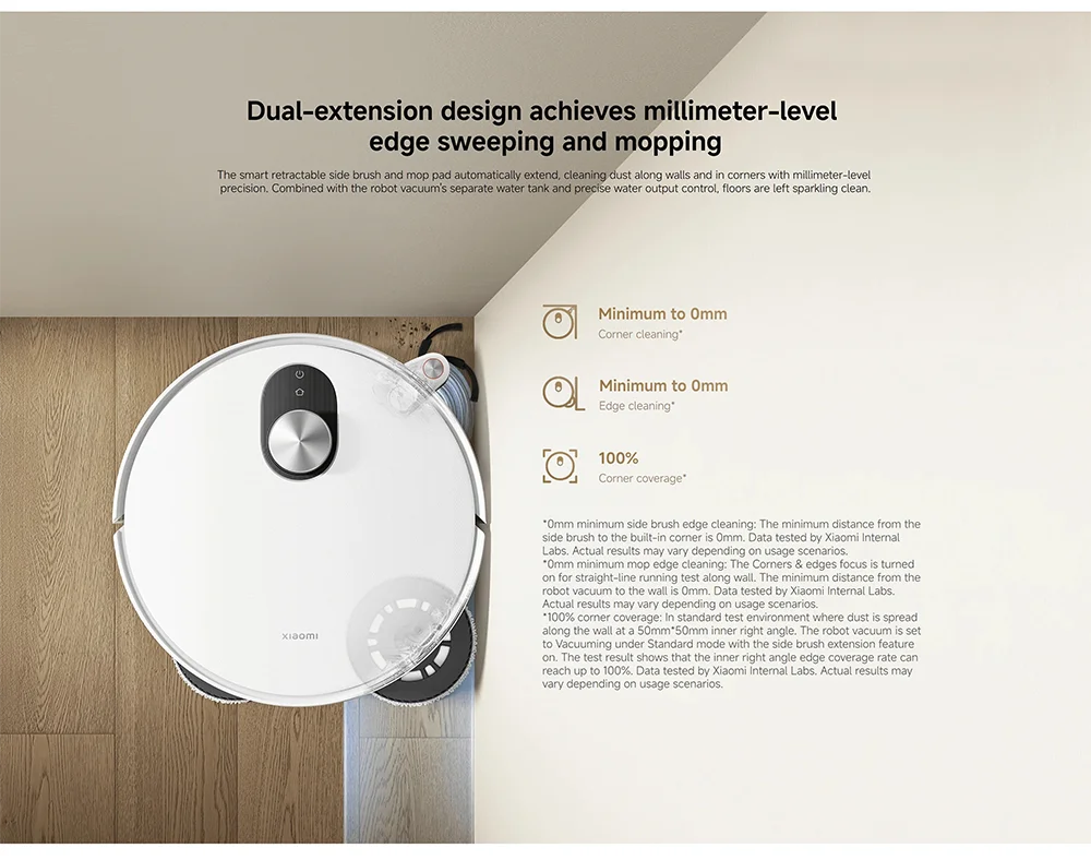 Robot aspirapolvere Xiaomi 5, versione globale per l'Europa (aggiornamento X20+), con funzione di lavaggio intelligente, sistema di navigazione laser LDS, capacità di aspirare il 99% dei capelli, raccolta automatica dei rifi