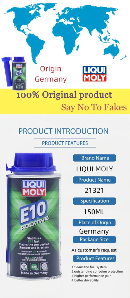 LIQUI MOLY E10 Additivo 21321 150ml Pulitore per Sistema di Alimentazione Benzina Cura degli Iniettori per Auto e Moto